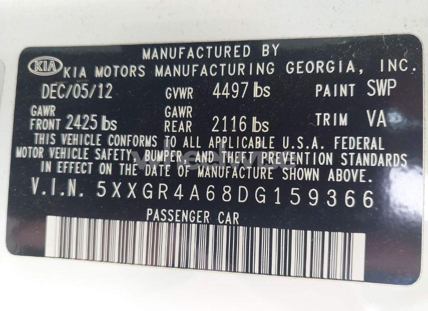 Photo 9 of 2013 Kia Optima SX (VIN 5XXGR4A68DG159366)