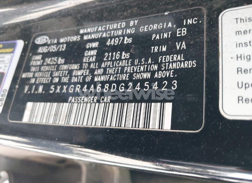 Photo 9 of 2013 Kia Optima SX (VIN 5XXGR4A68DG245423)