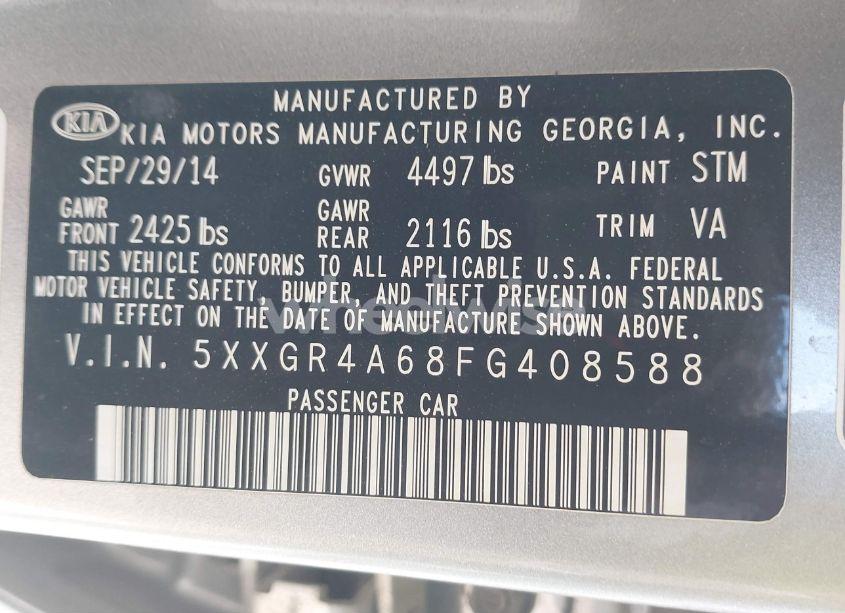 Photo 9 of 2015 Kia Optima (VIN 5XXGR4A68FG408588)