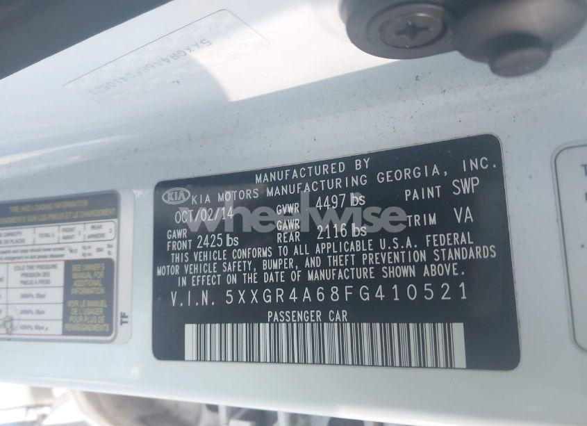 Photo 9 of 2015 Kia Optima SXL TURBO (VIN 5XXGR4A68FG410521)