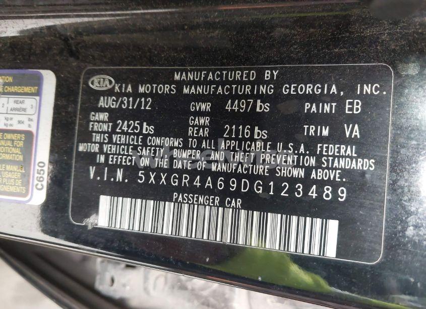 Photo 9 of 2013 Kia Optima SX (VIN 5XXGR4A69DG123489)