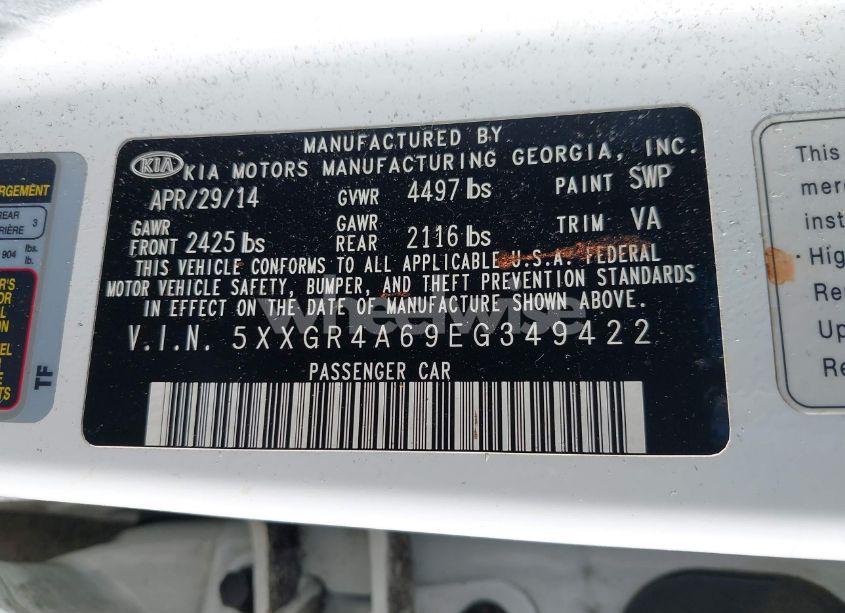 Photo 9 of 2014 Kia Optima SX TURBO (VIN 5XXGR4A69EG349422)