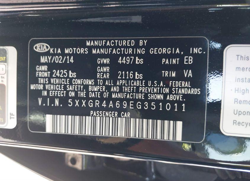 Photo 9 of 2014 Kia Optima SX TURBO (VIN 5XXGR4A69EG351011)