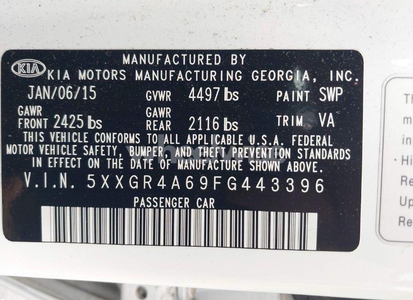 Photo 9 of 2015 Kia Optima SXL TURBO (VIN 5XXGR4A69FG443396)