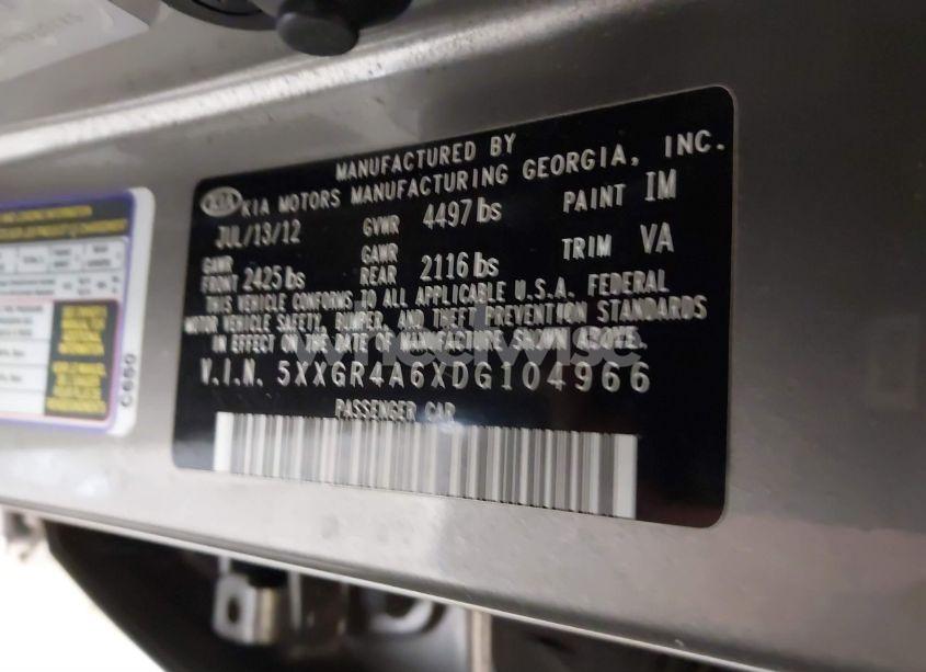 Photo 9 of 2013 Kia Optima SX (VIN 5XXGR4A6XDG104966)