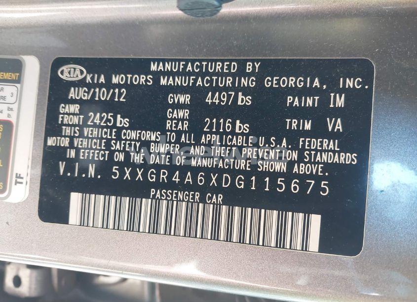 Photo 9 of 2013 Kia Optima SX (VIN 5XXGR4A6XDG115675)