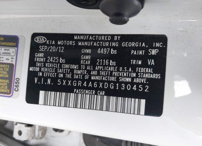 Photo 9 of 2013 Kia Optima SX (VIN 5XXGR4A6XDG130452)