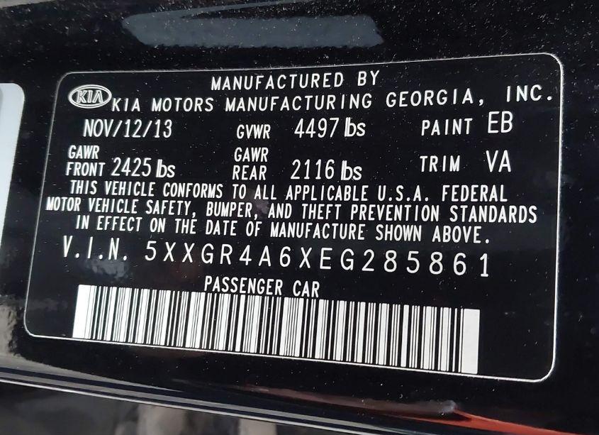 Photo 9 of 2014 Kia Optima SXL TURBO (VIN 5XXGR4A6XEG285861)