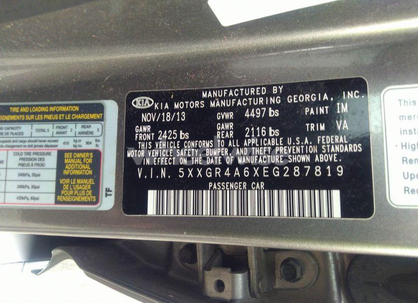 Photo 9 of 2014 Kia Optima SXL TURBO (VIN 5XXGR4A6XEG287819)