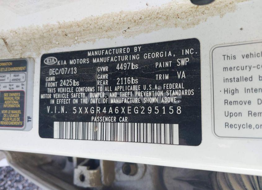 Photo 9 of 2014 Kia Optima SX TURBO (VIN 5XXGR4A6XEG295158)