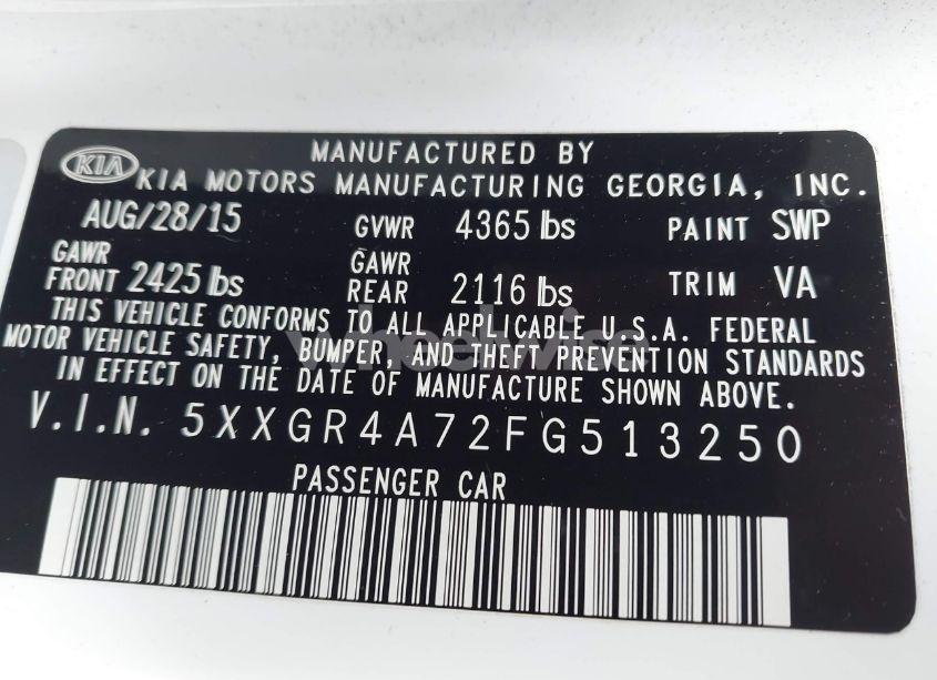 Photo 9 of 2015 Kia Optima SX (VIN 5XXGR4A72FG513250)