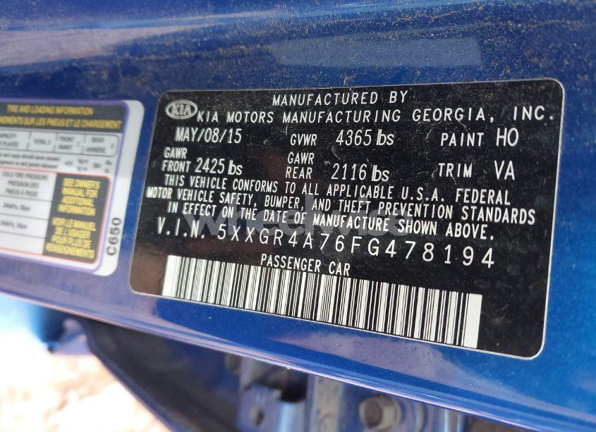 Photo 9 of 2015 Kia Optima SX (VIN 5XXGR4A76FG478194)