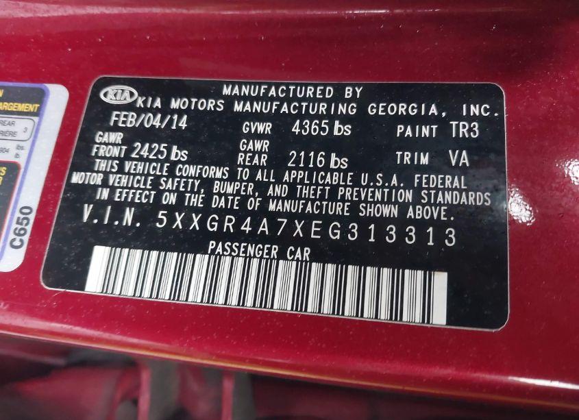 Photo 9 of 2014 Kia Optima SX (VIN 5XXGR4A7XEG313313)