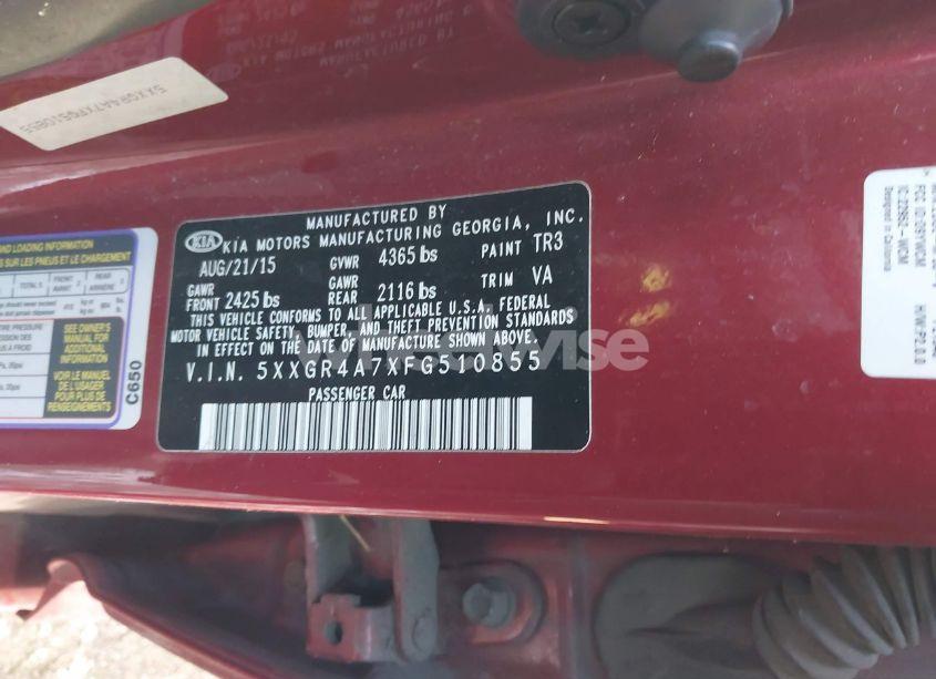 Photo 9 of 2015 Kia Optima SX (VIN 5XXGR4A7XFG510855)