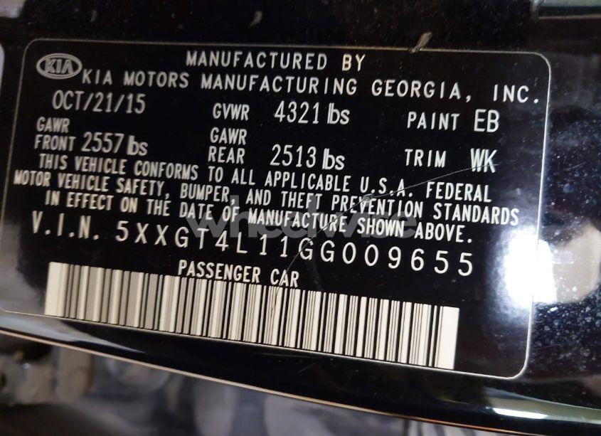 Photo 9 of 2016 Kia Optima LX TURBO (VIN 5XXGT4L11GG009655)