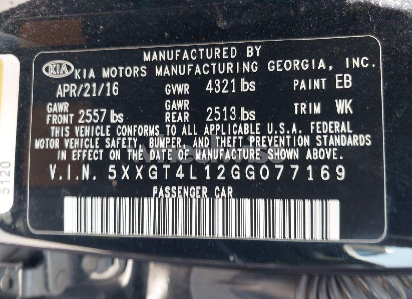 Photo 9 of 2016 Kia Optima LX TURBO (VIN 5XXGT4L12GG077169)