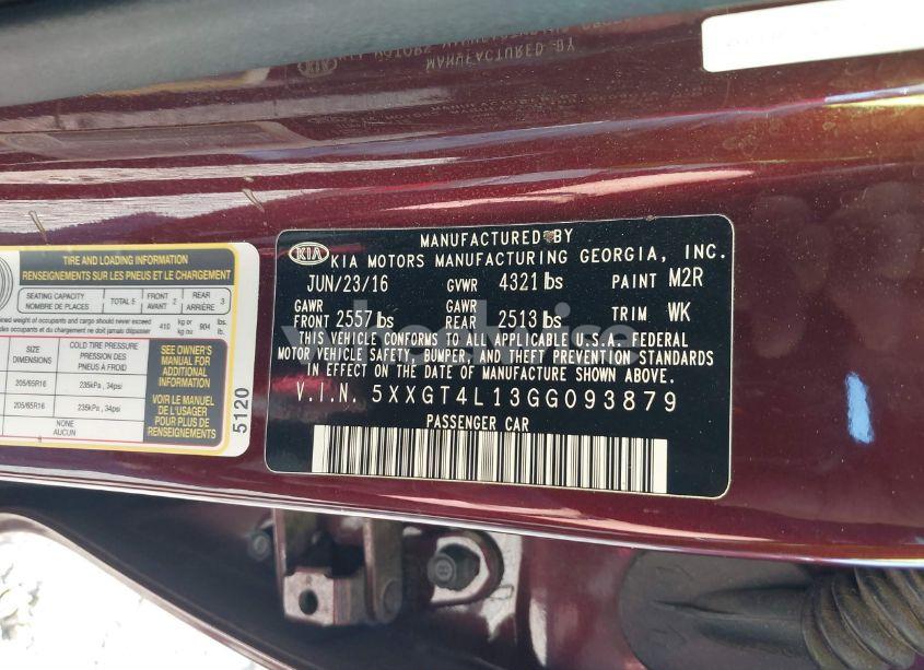 Photo 9 of 2016 Kia Optima LX TURBO (VIN 5XXGT4L13GG093879)