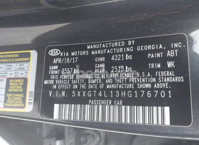 Photo 9 of 2017 Kia Optima LX TURBO (VIN 5XXGT4L13HG176701)