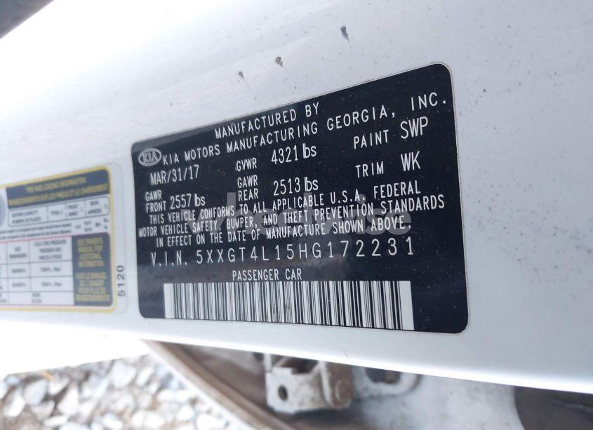 Photo 9 of 2017 Kia Optima LX TURBO (VIN 5XXGT4L15HG172231)