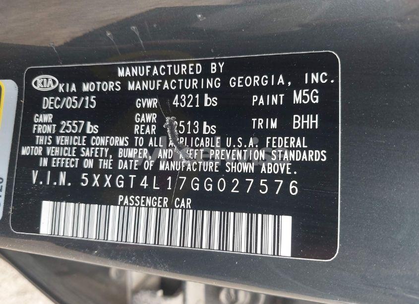 Photo 9 of 2016 Kia Optima LX TURBO (VIN 5XXGT4L17GG027576)