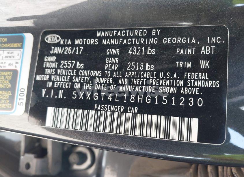 Photo 9 of 2017 Kia Optima LX TURBO (VIN 5XXGT4L18HG151230)