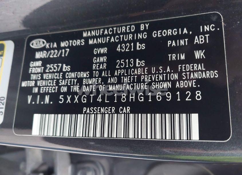 Photo 9 of 2017 Kia Optima LX TURBO (VIN 5XXGT4L18HG169128)