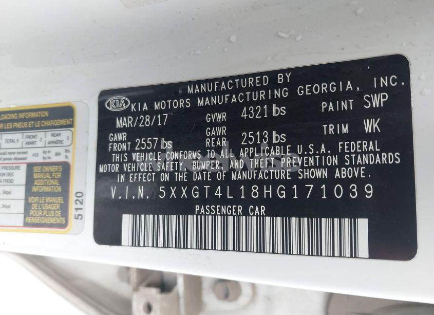 Photo 9 of 2017 Kia Optima LX TURBO (VIN 5XXGT4L18HG171039)