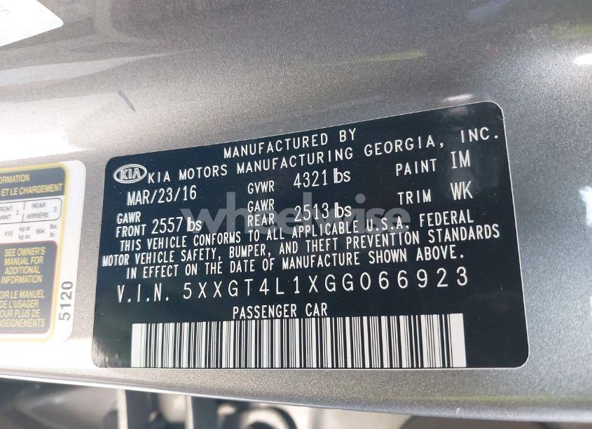 Photo 9 of 2016 Kia Optima LX TURBO (VIN 5XXGT4L1XGG066923)