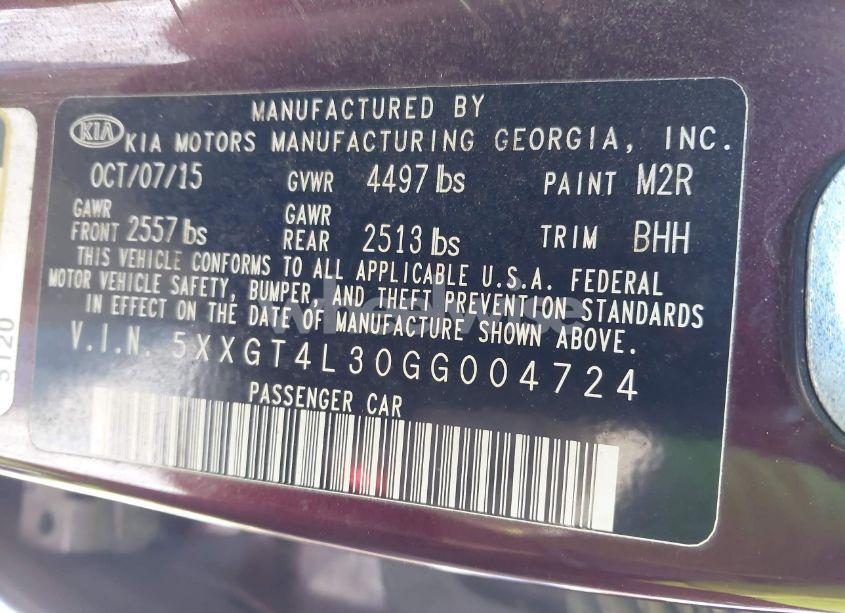 Photo 9 of 2016 Kia Optima LX (VIN 5XXGT4L30GG004724)