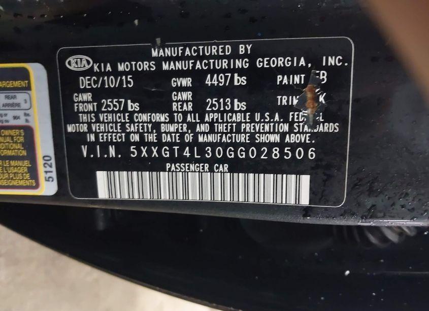 Photo 9 of 2016 Kia Optima LX (VIN 5XXGT4L30GG028506)