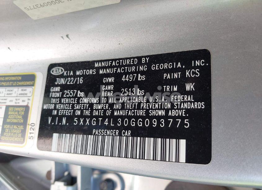 Photo 9 of 2016 Kia Optima LX (VIN 5XXGT4L30GG093775)