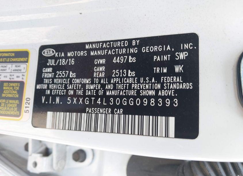 Photo 9 of 2016 Kia Optima LX (VIN 5XXGT4L30GG098393)