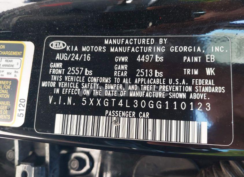 Photo 9 of 2016 Kia Optima LX (VIN 5XXGT4L30GG110123)