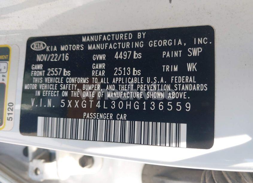 Photo 9 of 2017 Kia Optima LX (VIN 5XXGT4L30HG136559)