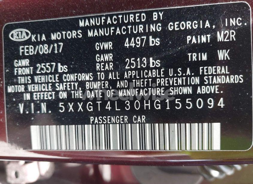 Photo 9 of 2017 Kia Optima LX (VIN 5XXGT4L30HG155094)