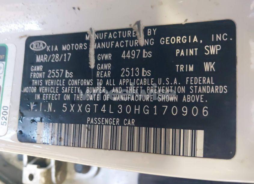 Photo 9 of 2017 Kia Optima LX (VIN 5XXGT4L30HG170906)