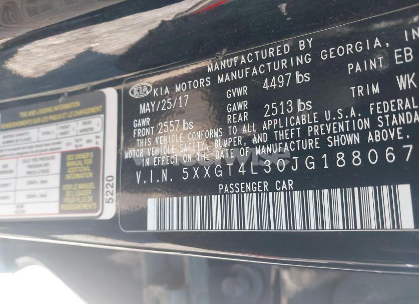 Photo 9 of 2018 Kia Optima S (VIN 5XXGT4L30JG188067)