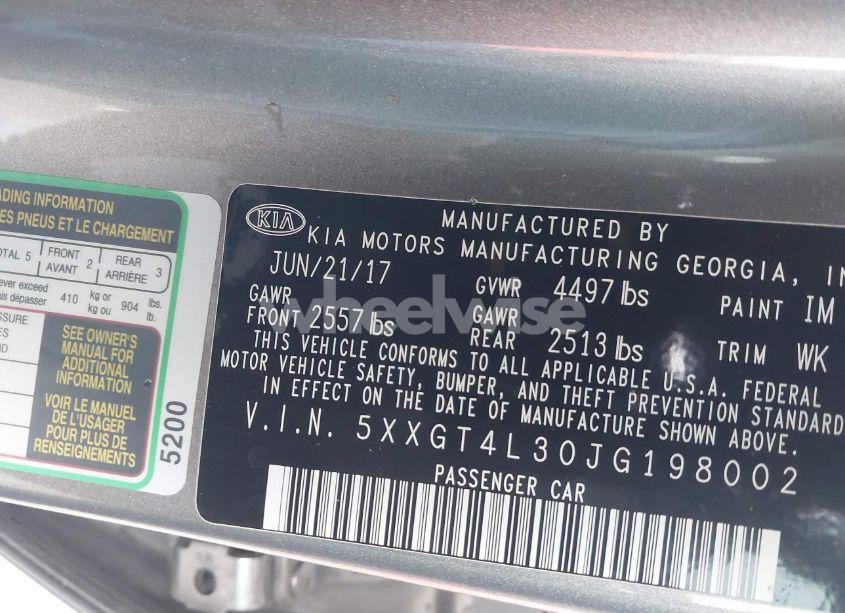 Photo 9 of 2018 Kia Optima LX (VIN 5XXGT4L30JG198002)