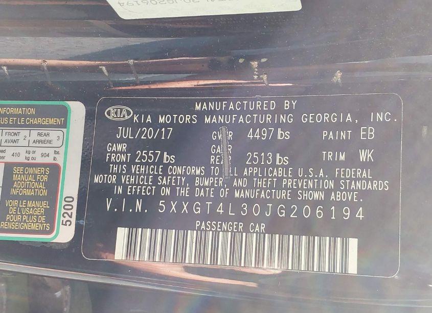 Photo 9 of 2018 Kia Optima S (VIN 5XXGT4L30JG206194)