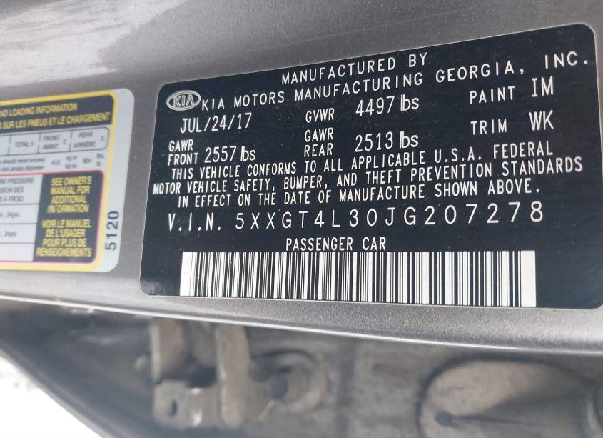 Photo 9 of 2018 Kia Optima LX (VIN 5XXGT4L30JG207278)