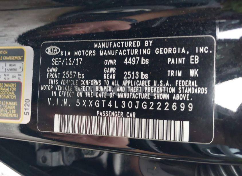 Photo 9 of 2018 Kia Optima LX (VIN 5XXGT4L30JG222699)