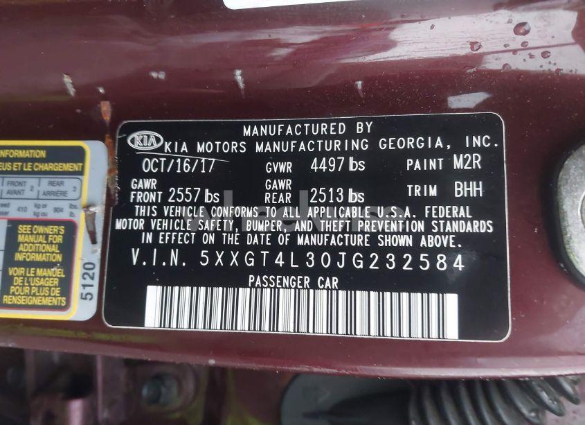 Photo 9 of 2018 Kia Optima LX (VIN 5XXGT4L30JG232584)