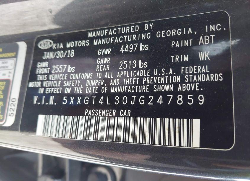 Photo 9 of 2018 Kia Optima S (VIN 5XXGT4L30JG247859)