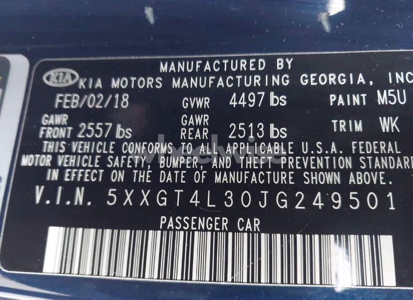 Photo 9 of 2018 Kia Optima S (VIN 5XXGT4L30JG249501)