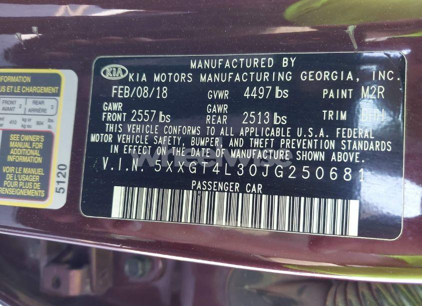 Photo 9 of 2018 Kia Optima LX (VIN 5XXGT4L30JG250681)