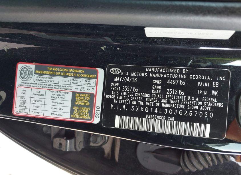 Photo 9 of 2018 Kia Optima LX (VIN 5XXGT4L30JG267030)