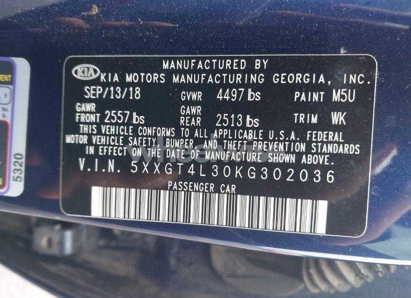 Photo 9 of 2019 Kia Optima S (VIN 5XXGT4L30KG302036)