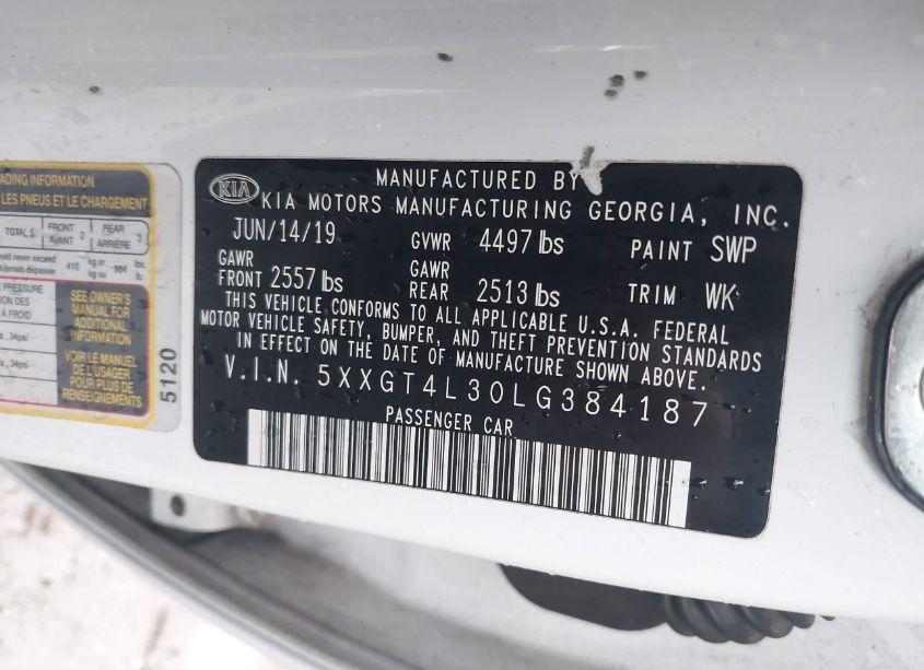 Photo 9 of 2020 Kia Optima LX (VIN 5XXGT4L30LG384187)