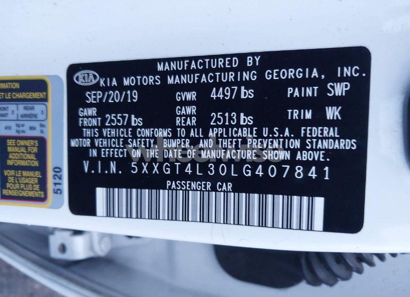 Photo 9 of 2020 Kia Optima LX (VIN 5XXGT4L30LG407841)