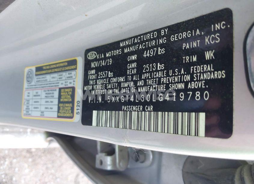 Photo 9 of 2020 Kia Optima LX (VIN 5XXGT4L30LG419780)